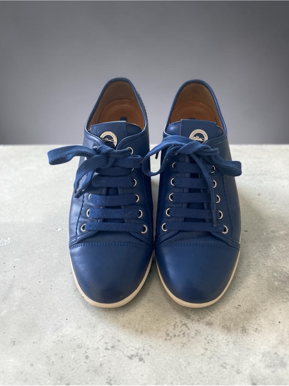Longchamp Navy Blue Leather Low-Top Sneakers